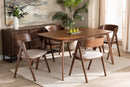 Caspera Beige Fabric Upholstered and Walnut Brown 5-Piece Dining Set Baxton