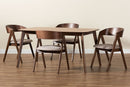 Caspera Beige Fabric Upholstered and Walnut Brown 5-Piece Dining Set Baxton