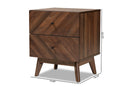Leryn Walnut Brown 2-Drawer Nightstand Baxton