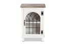 Adelaide Farmhouse Two-Tone Distressed White/Oak Brown 1-Door End Table Baxton