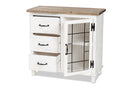 Adelaide Two-Tone Distressed White and Oak Brown 3-Drawer Storage Cabinet Baxton
