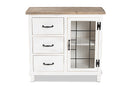 Adelaide Two-Tone Distressed White and Oak Brown 3-Drawer Storage Cabinet Baxton
