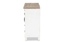 Adelaide Two-Tone Distressed White and Oak Brown 3-Drawer Storage Cabinet Baxton