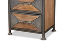 Dennis Antique Gray Whitewashed Oak Brown 5-Drawer Accent Storage Cabinet Baxton