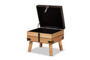 Ratu Rustic Dark Brown PU Leather Upholstered and Oak Small Storage Ottoman Baxton