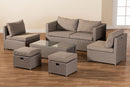 Ambre Gray Fabric Gray Finished Synthetic Rattan 6-Piece Patio Set Baxton