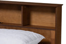 Leone Walnut Brown Full Size Platform Bed w/Charging Station Baxton