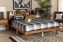 Markell Walnut Brown Full Size Platform Bed w/Charging Station Baxton