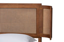 Salome Walnut Brown and Natural Rattan Full Size Platform Bed Baxton