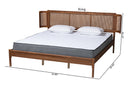 Salome Walnut Brown and Natural Rattan King Size Platform Bed Baxton