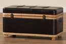 Leora Modern Dark Brown Faux Leather Oak Brown Large Storage Ottoman Baxton