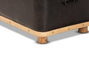 Leora Modern Dark Brown Faux Leather Oak Brown Large Storage Ottoman Baxton