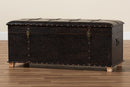 Dora Rustic Dark Brown Faux Leather Upholstered and Oak Brown Storage Ottoman Baxton