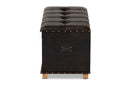 Dora Rustic Dark Brown Faux Leather Upholstered and Oak Brown Storage Ottoman Baxton