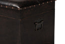 Dora Rustic Dark Brown Faux Leather Upholstered and Oak Brown Storage Ottoman Baxton