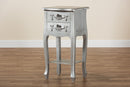 Melora Brushed Silver 2-Drawer End Table Baxton