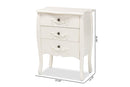 Melora White 3-Drawer Storage Cabinet Baxton