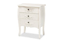 Melora White 3-Drawer Storage Cabinet Baxton