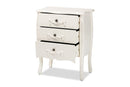Melora White 3-Drawer Storage Cabinet Baxton