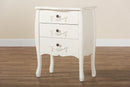 Melora White 3-Drawer Storage Cabinet Baxton