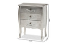 Melora Brushed Silver 3-Drawer Storage Cabinet Baxton