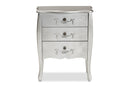 Melora Brushed Silver 3-Drawer Storage Cabinet Baxton