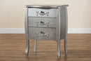 Melora Brushed Silver 3-Drawer Storage Cabinet Baxton