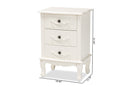 Merida White 3-Drawer End Table Baxton