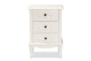 Merida White 3-Drawer End Table Baxton