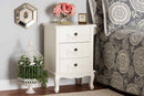 Merida White 3-Drawer End Table Baxton