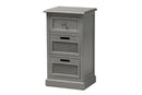 Danielle Gray and Synthetic Rattan 3-Drawer End Table Baxton