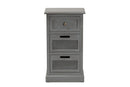 Danielle Gray and Synthetic Rattan 3-Drawer End Table Baxton