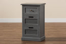 Danielle Gray and Synthetic Rattan 3-Drawer End Table Baxton