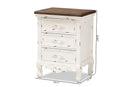 Firenze Walnut Brown and Antique White 3-Drawer End Table Baxton