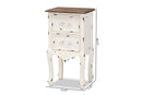 Firenze Two-Tone Walnut Brown and Antique White 2-Drawer End Table Baxton