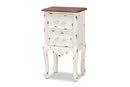 Firenze Two-Tone Walnut Brown and Antique White 2-Drawer End Table Baxton