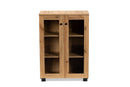 Laurien Oak Brown 2-Door Storage Cabinet w/Glass Doors Baxton