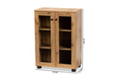 Laurien Oak Brown 2-Door Storage Cabinet w/Glass Doors Baxton