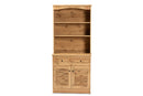 Gideon Oak Brown Buffet and Hutch Kitchen Cabinet Baxton