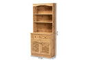 Gideon Oak Brown Buffet and Hutch Kitchen Cabinet Baxton