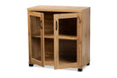 Adelina Oak Brown 2-Door Storage Cabinet w/Glass Doors Baxton