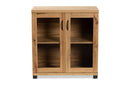 Adelina Oak Brown 2-Door Storage Cabinet w/Glass Doors Baxton