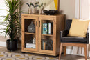 Adelina Oak Brown 2-Door Storage Cabinet w/Glass Doors Baxton
