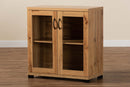 Adelina Oak Brown 2-Door Storage Cabinet w/Glass Doors Baxton