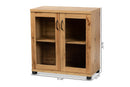 Adelina Oak Brown 2-Door Storage Cabinet w/Glass Doors Baxton