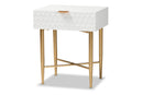 Danica White and Gold Metal 1-Drawer End Table Baxton