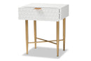 Danica White and Gold Metal 1-Drawer End Table Baxton