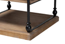 Lena Traditional Industrial Greywashed Wood and Black Metal 3-Tier End Table Baxton