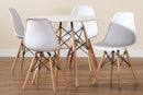 Malina White Finished Polypropylene Plastic and Oak Brown 5-Piece Dining Set Baxton