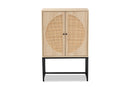 Agni Light Brown and Black Metal 2-Door Storage Cabinet Baxton